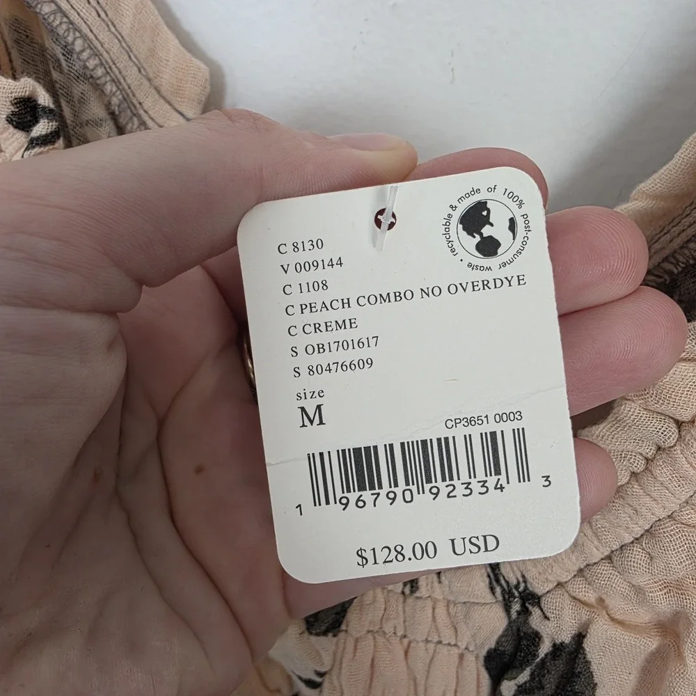 Free People Light Pink‎ Black Floral Coquette Forget Me Not Maxi Dress Size M